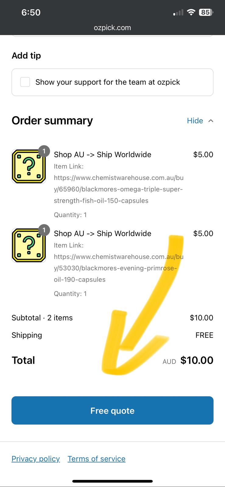 Shop Worldwide -> Ship AU